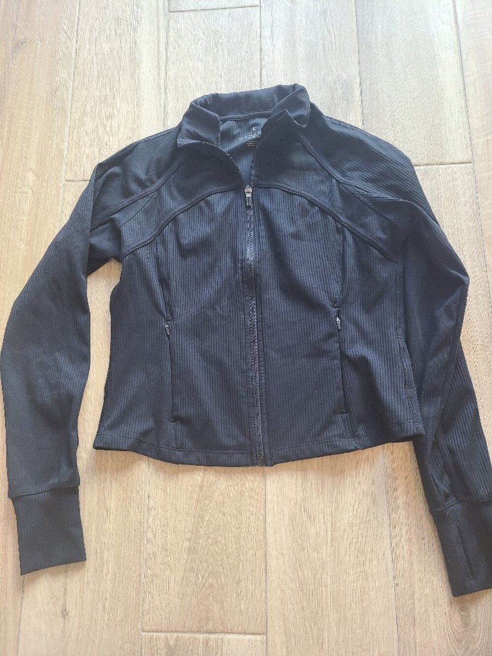 Black ribbed track jacket